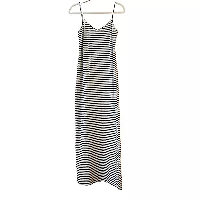 American Apparel* Womens Medium Striped Cotton Knit Maxi Dress Spaghetti Straps  • $15