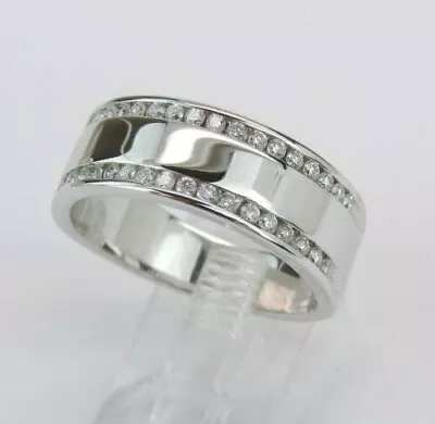 14k White Gold 0.60Ct Round Lab-Created Diamond Wedding Anniversary Men's Band • $263.20