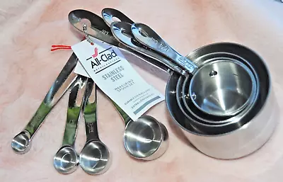 NWT) ALL CLAD Stainless Steel Measuring Spoons & Cups STANDARD 8 Piece Set  • $37.87