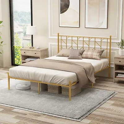 4FT Double Bed Frame With Headboard Metal Platform Bed W/30 Cm Under Bed Storage • £79.95