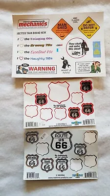  One Sheet Of Motorcycle Mechanics Stickers And Two Sheets Of Route 66 Stickers • £1.15