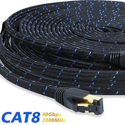 $112.99 • Buy 2023 Premium Cat8 Flat Network LAN Patch Cord RJ45 Ethernet Cable Shielded Lot