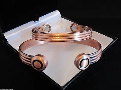 Premium Mens L/xl Bio Magnetic Copper Bangle/bracelet Arthritis Pain Relief Ajmb • £13.99