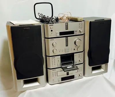 Rare SONY Mini System Component DHC-MD717 Amplifier Tuner Deck Speaker CD Player • $427.49