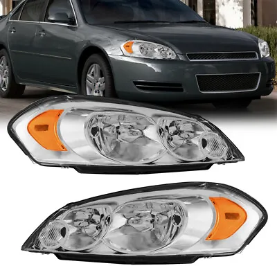 Pair Chrome Headlights Assembly For 2006-13 Chevrolet Impala 2006-07 Monte Carlo • $68.95