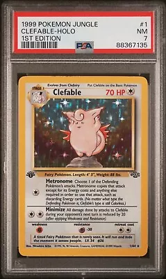 1999 Pokemon Card Game Jungle 1st Edition CLEFABLE Holo #1/64 PSA 7 • $45