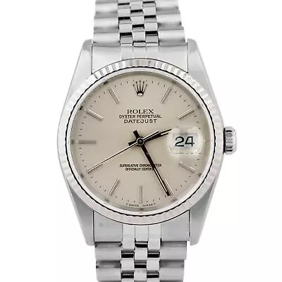 Rolex DateJust 36mm Stainless Steel Silver Jubilee Automatic Date Watch 16234 • $4793.95