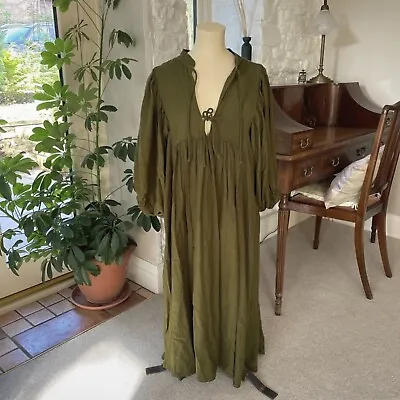 Opia Byron Bay Forest Green Linen Dress OSFA • £55
