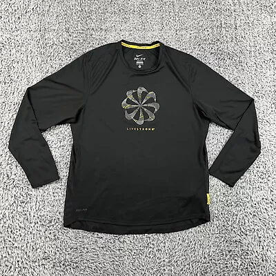 Nike Livestrong Mens Large Black Pinwheel Swoosh Base Layer Dri-Fit Gorp Cycling • $32.84