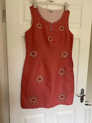 £0.99 • Buy John Rocha Sleeveless Dress Linen Blend Pencil Dress Bead Detail UK 14