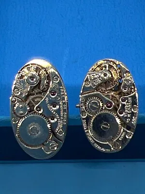 VTG Jeweled Mechanical Watch Cufflinks SHIELDS Watch Mechanism Novalis Frey&Co • $30