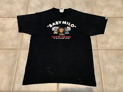 A Bathing Ape BAPE Year Of The Dog Baby Milo Black Tee T-Shirt Medium Black • $79.95