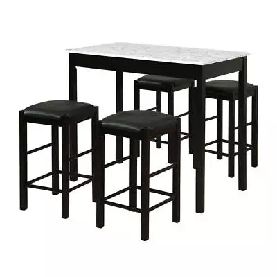 Linon Home Decor Dining Room Sets Faux Marble Top W/ 4-Stools Black/White(5 Pcs) • $319.65