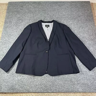 J Crew Blazer Womens 22 Navy Blue Lined Single Button Wool Parke Jacket • $49.98