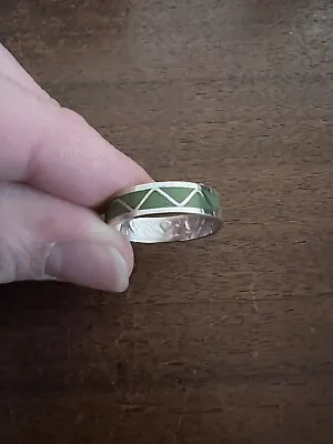 Navajo Green Gaspeite Band Ring Zuni Size 13 Native American Wow Sterling Silver • $29.99