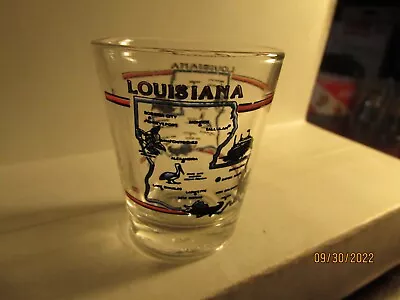 Vintage LOUISIANA STATE Map W/ Cities- Standard Shotglass - New Condition • $4.59