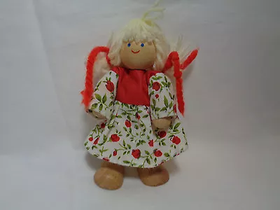 $2.54 • Buy Wood Ryan's Room Girl Figure Fabric Dress Poseable Yarn Hair 4 