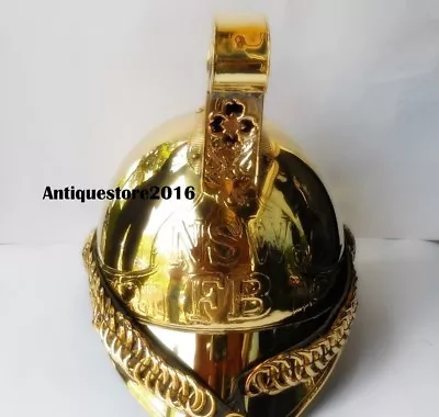 Vintage Brass NSW FB  Fireman Marry Weather Helmet Fire Rider Halloween Gift • $157.69