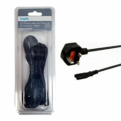 Maplin Power Cable For SONY LG Samsung JVC Panasonic LED TV Figure Of 8 5m • £9.99