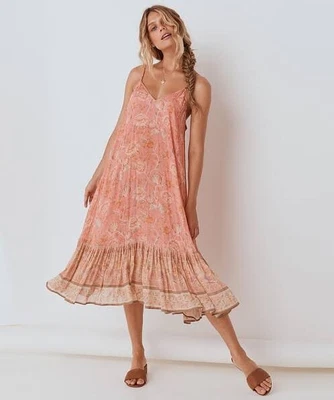 $99 • Buy 🌟🪸Spell & The Gypsy Seashell Strappy Midi Dress Coral M 🪸🌟