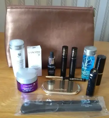 12 Lancome Items - Makeup Brushes - Compact Mirror + Makeup Bag - See Pics • £23.50