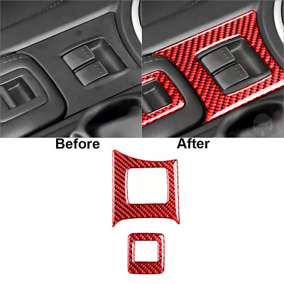 2Pcs Red Carbon Fiber Interior Console Switch Cover Trim For Mazda MX-5 Miata • $16.92