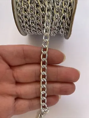 Faceted Aluminium Chain 4 Links/2.5cms Silver 1 Metre Freezywater Haberdashery • £3.45