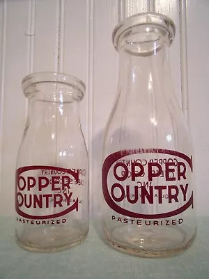 2 Vintage 1/2 & PINT Milk Bottle Copper Country Cheese Dollar Bay Michigan Dairy • $30