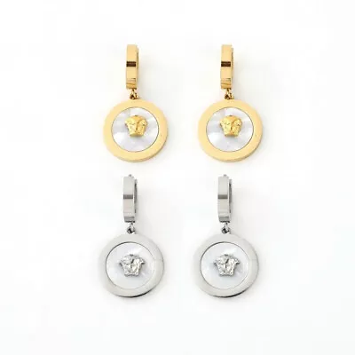 Gold Silver Medusa Earrings Hoops Greek Key Stainless Steel • $31.13