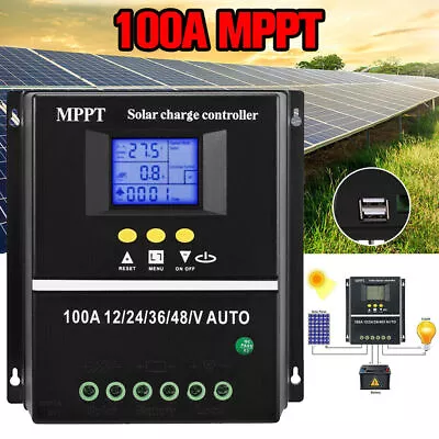 MPPT 12-48V Solar Controller Dual USB Large LCD Display With 7 Operation Modes • £33.89