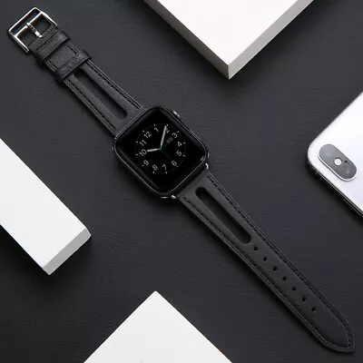 $18.99 • Buy 40/44mm Genuine Leather Apple Watch Band For IWatch Series 7 SE 6 5 4 3 2 38/42
