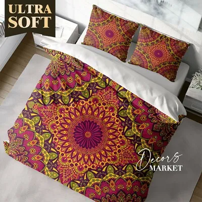 Indian Mandala Floral Patterns Duvet Cover Set Single Double Queen King Size • £16.13