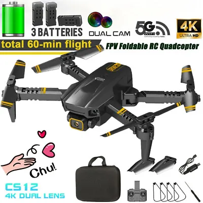 $44.79 • Buy 5G 4K Drone HD Dual Camera Drones WiFi FPV Selfie RC Quadcopter 3 Battery