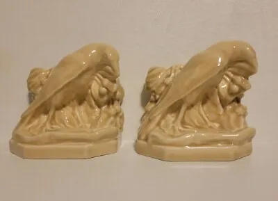 Rookwood Pottery 2275 Raven Poe Bookends Creamy Beige? 🔥🔥 • $250