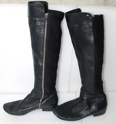 Michael Kors BROMLEY Black Leather Riding Boots Womens Size 8.5 Side Zip • $32.37