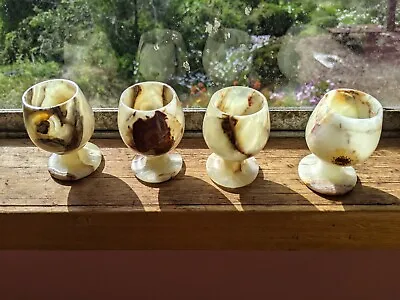 Vintage Mexican Alabaster Quartz Egg Cups Set Of 4 • $17.99