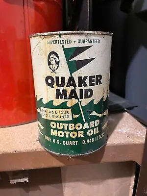 Vintage Metal And Carboard 1 Quart Quaker State Motor Oil Can Full • $4.99