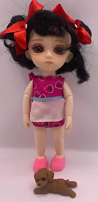 BJD Mini 6” Girl Doll 1/8 Black Hair Small Unknown Brand Ball Jointed Plastic H • $23.99