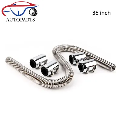 36  Stainless Steel Universal Radiator Flexible Coolant Water Hose With Caps Kit • $31.89