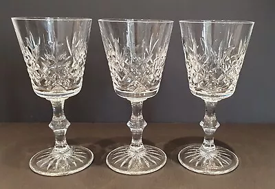 Trio Of Edinburgh Crystal Lomond Small White Wine Glasses X 3 - 14cm Tall Signed • £21.95