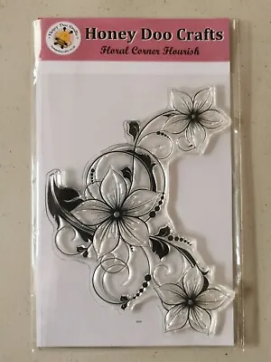 £5.99 • Buy Honey Doo Crafts - Floral Corner Flourish - A5 Stamp 