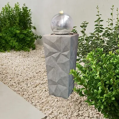 £99.95 • Buy The Outdoor Living Company Tower Water Feature With Stainless Steel Orb And LEDs