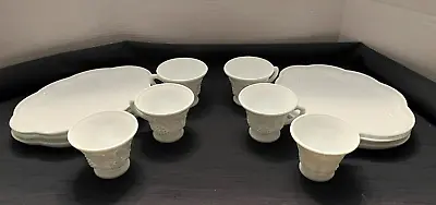 (12 PC) Indiana Milk Glass Colonial Grape Harvest Snack Luncheon Cup & Plate Set • $30