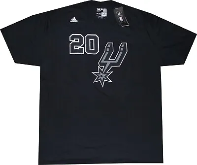 San Antonio Spurs Manu Ginobili Adidas Black High Def  T Shirt NEW Tags 2XL • $29.95