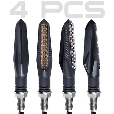 4X Sequential Flowing Motorcycle LED Turn Signal Blinker Light Indicator Amber • $15.98