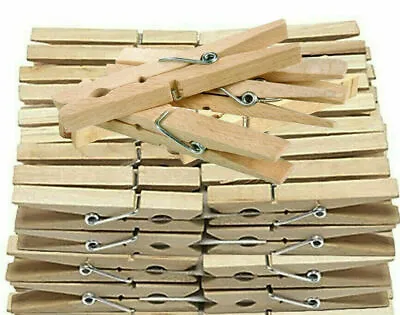 £2.89 • Buy Wooden Clothes Pegs Clips Pine Washing Line Airer Dry Line Wood Peg Gardens