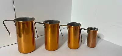 Vintage Copper Measuring Cups Brass Handles Set Of 4 • $20