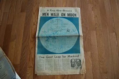 July 21 1969 St. Louis Globe Democrat Moon Walk / Landing Newspaper - Armstrong • $29.99