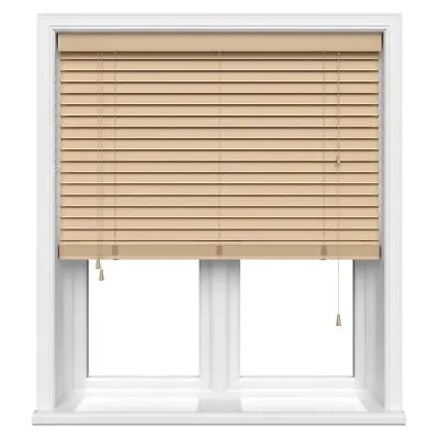 REAL WOOD VENETIAN BLIND 90cm WIDE X 180cm DROP High Quality 3.5cm SLAT WIDTH • £79