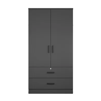 Better Home Products Grace Wood 2-Door Wardrobe Armoire With 2-Drawers In Black • $246.46